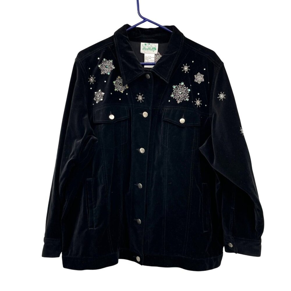 The Quacker Factory Christmas Jacket Womens 1X Used Snowman Capture the Magic